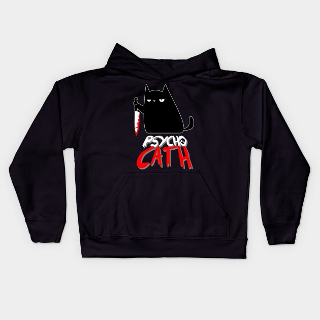 psycho cat with knife - funny halloween cat lover shirt Kids Hoodie by enigmatyc